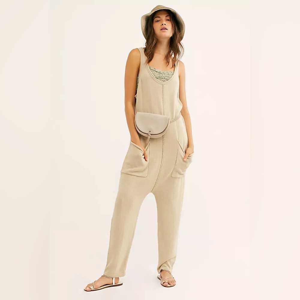 Free People Beach Hailee Sweater Jumpsuit in Ivory Cream - S